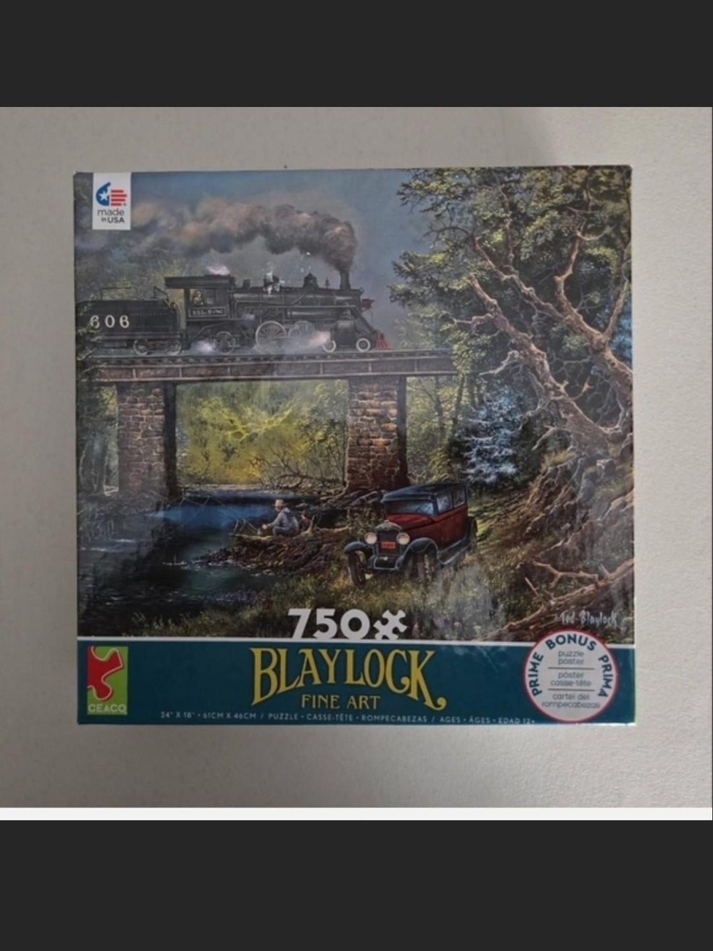 Fine Art 750-Piece Jigsaw Puzzle - Scenic Train (Blue, Green, Brown)